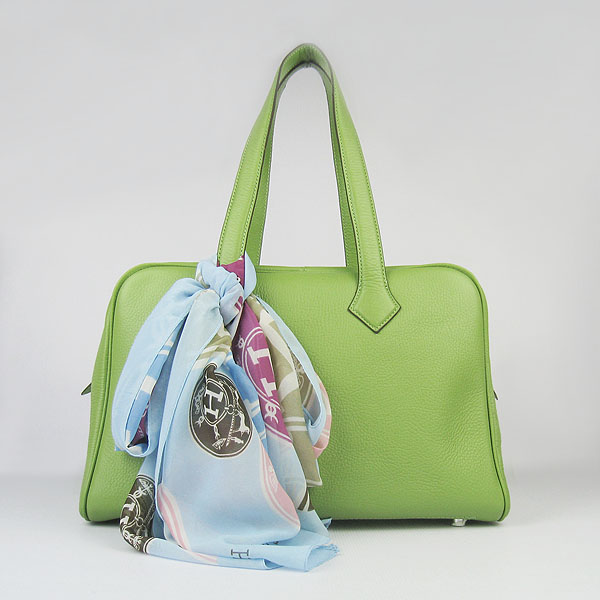 Best Replica Hermes Victoria Cowskin Leather Bags Green 2010 H2802
